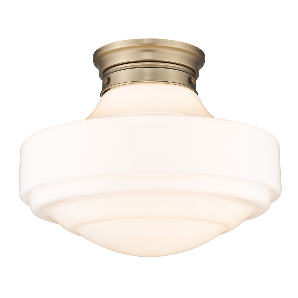 Golden Lighting Ingalls 1-light 16in Semi-Flush Mount in Modern Brass and Vintage Milk Glass